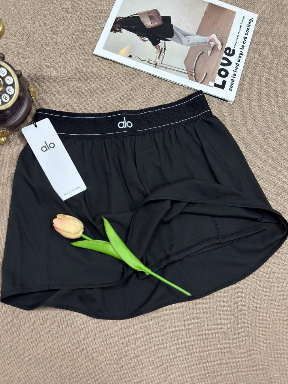 🏓Alo Yoga Match Point Tennis Skirt Black💗Feminine Sporty Activewear Skirt - Picture 6 of 8